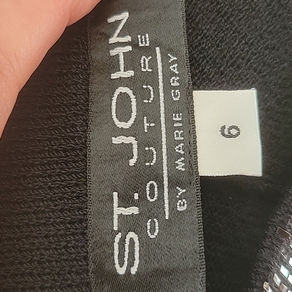 St. John Coutute By Marie Gray Black Paillette Knit Wide Leg High Rise Pant Sz.6 - Picture 4 of 14